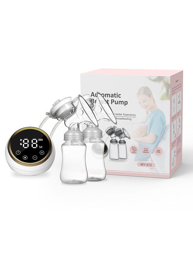 Generic - Double Electric  Pump Hands Free  Pump for feeding 3 Modes & 9 Adjustable Levels Low Noise Anti-Backflow LED Screen Built-in Battery with 2pcs 150ml Milk Bottles - Image 1