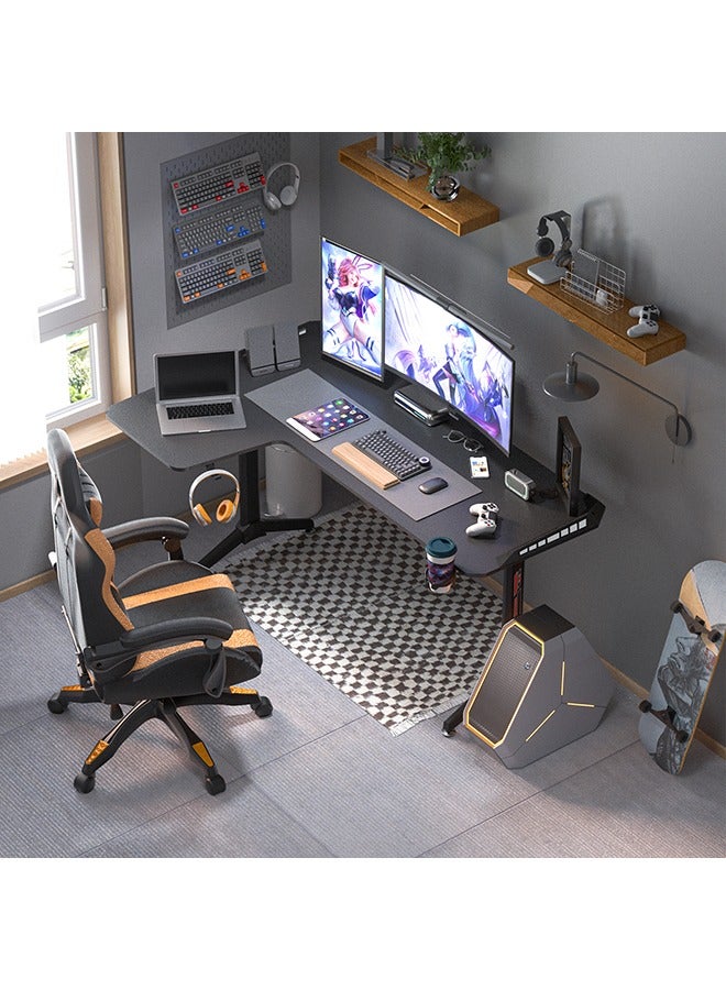 Computer Gaming Desk Table RGB LED L Shape Large Corner Carbon Fiber Black Desktop Gamer Desks with 6 Colors 8 Modes RGB Offer Cable Management Box Headphone Hook and Cup Holder Left 160 x 100cm - Image 3