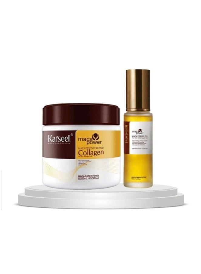 كارسيل مجموعه ماكا كارسيل لعلاج الشعر التالف بالكولاجين / وزيت الأرغان لترطيب مكثف للشعر/ 500 مل