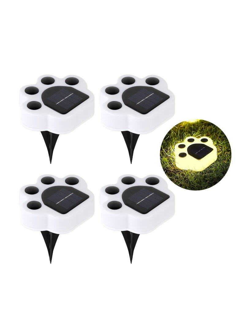 SOLARAE 4PCS Paw Print Lights, IP55 Waterproof Solar Lights LED Solar Lights Warm White Solar Outdoor Paw Lights Solar Ground Lights Yard Solar Lights Decorative Solar Lights for Walkway Driveway Backyard - Image 1