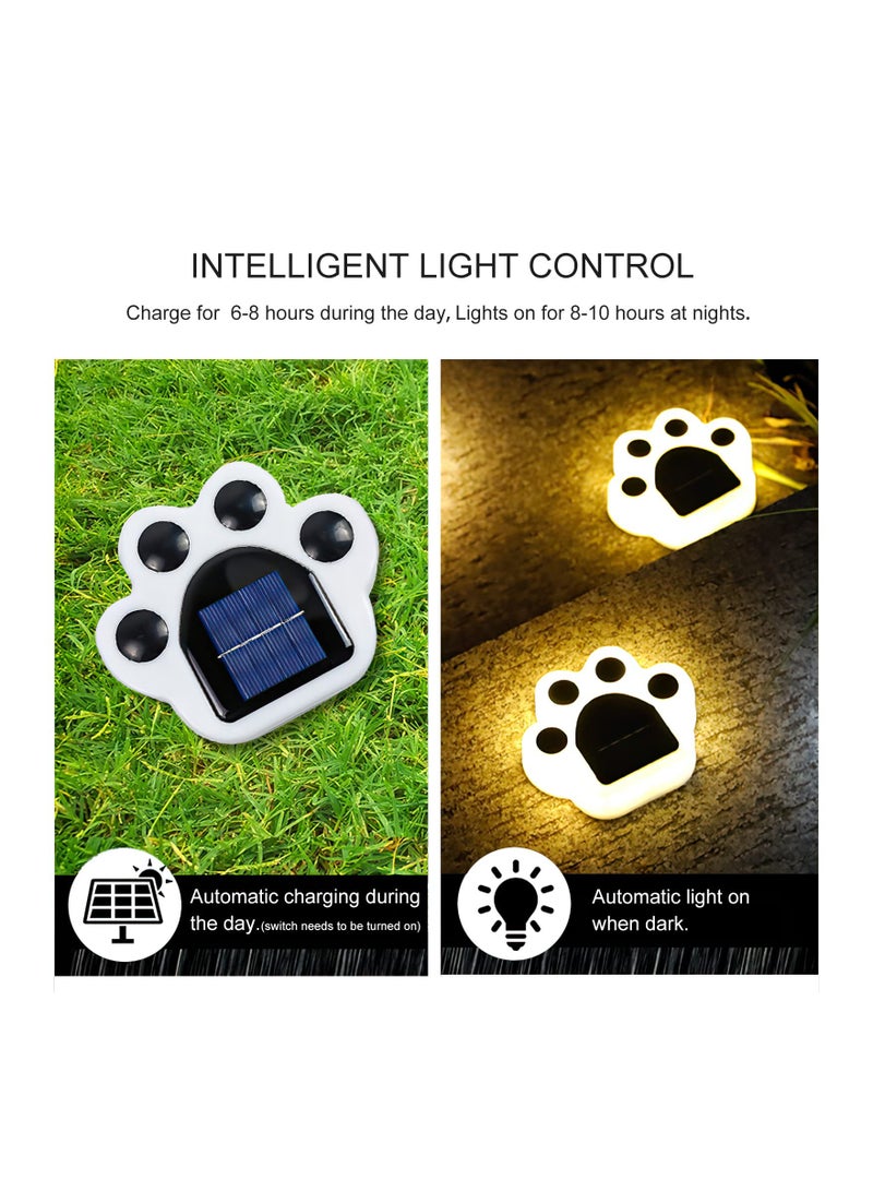 SOLARAE 4PCS Paw Print Lights, IP55 Waterproof Solar Lights LED Solar Lights Warm White Solar Outdoor Paw Lights Solar Ground Lights Yard Solar Lights Decorative Solar Lights for Walkway Driveway Backyard - Image 3