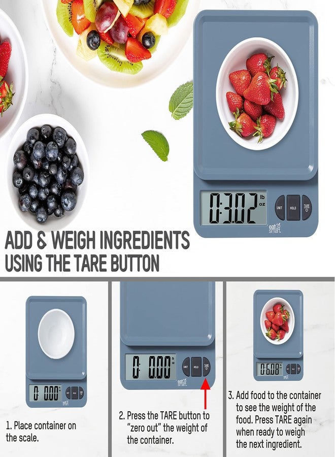 EatSmart Eat Smart Eat Smart 11lb Food Kitchen Plastic Blue Scale with Tare, Blue - Image 2