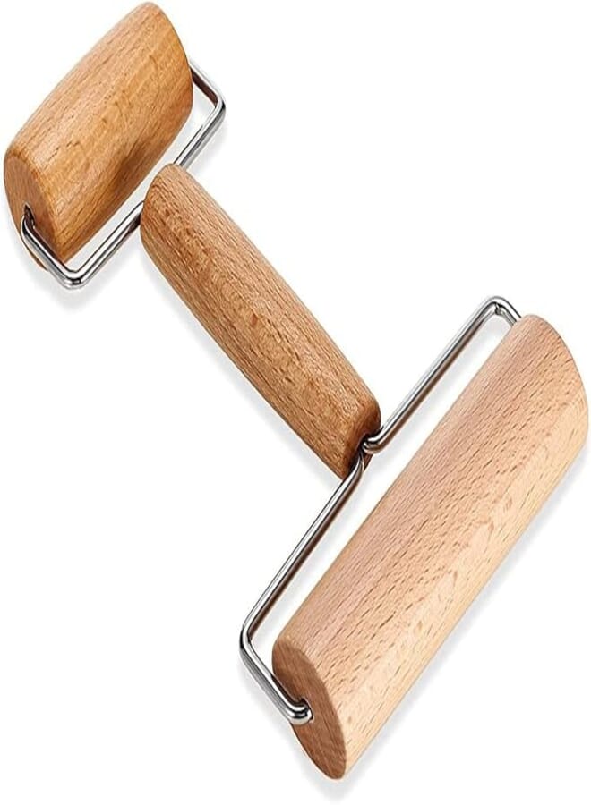 Kitchen ware two-sided wooden rolling pin - beige