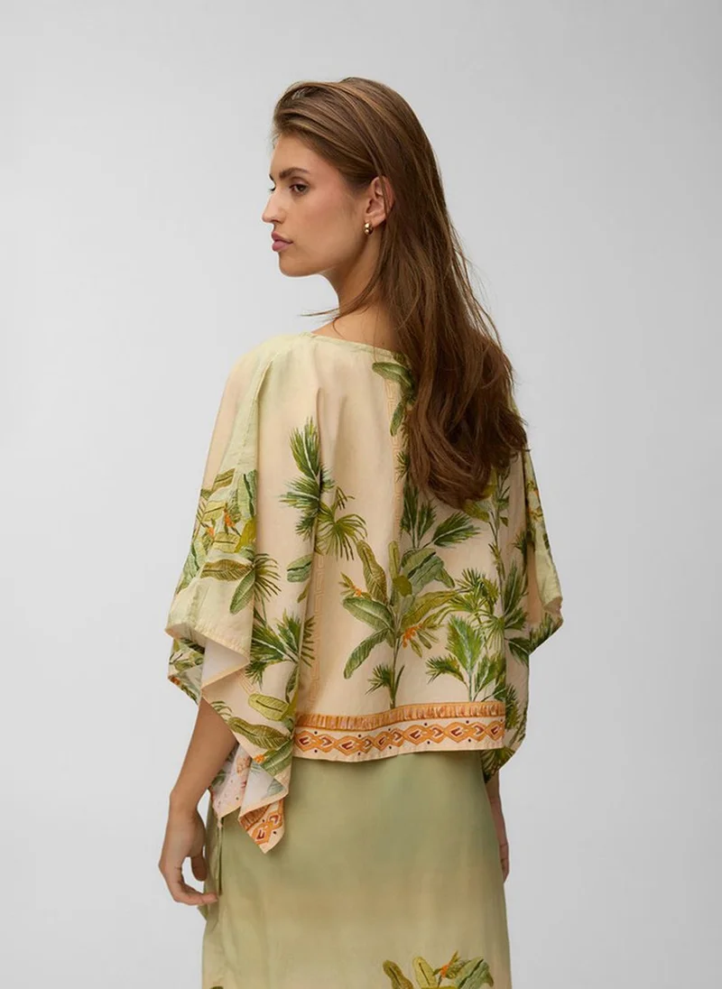 فيرو مودا Women's VMHEATHER Long Sleeve Cape Woven Top