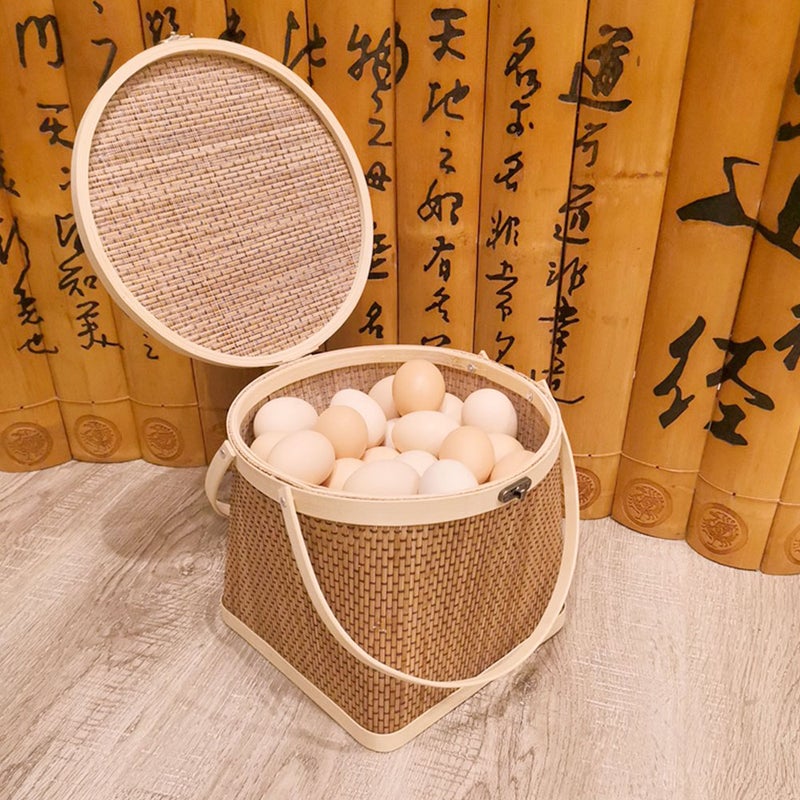 1Pc Household Handle Basket Woven Storage Basket Storage Container - Image 5