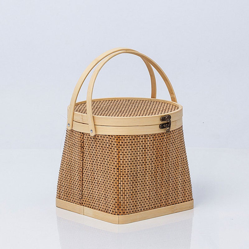1Pc Household Handle Basket Woven Storage Basket Storage Container - Image 4