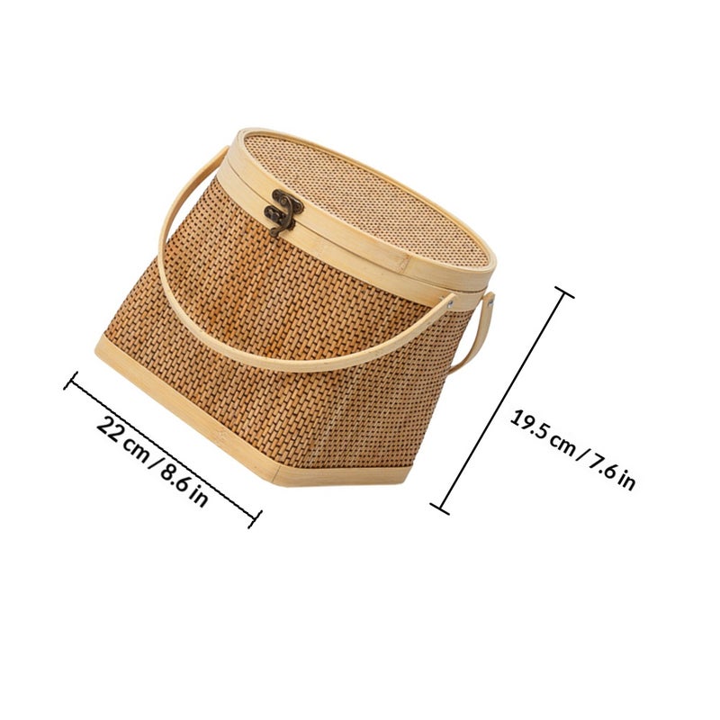 1Pc Household Handle Basket Woven Storage Basket Storage Container - Image 2