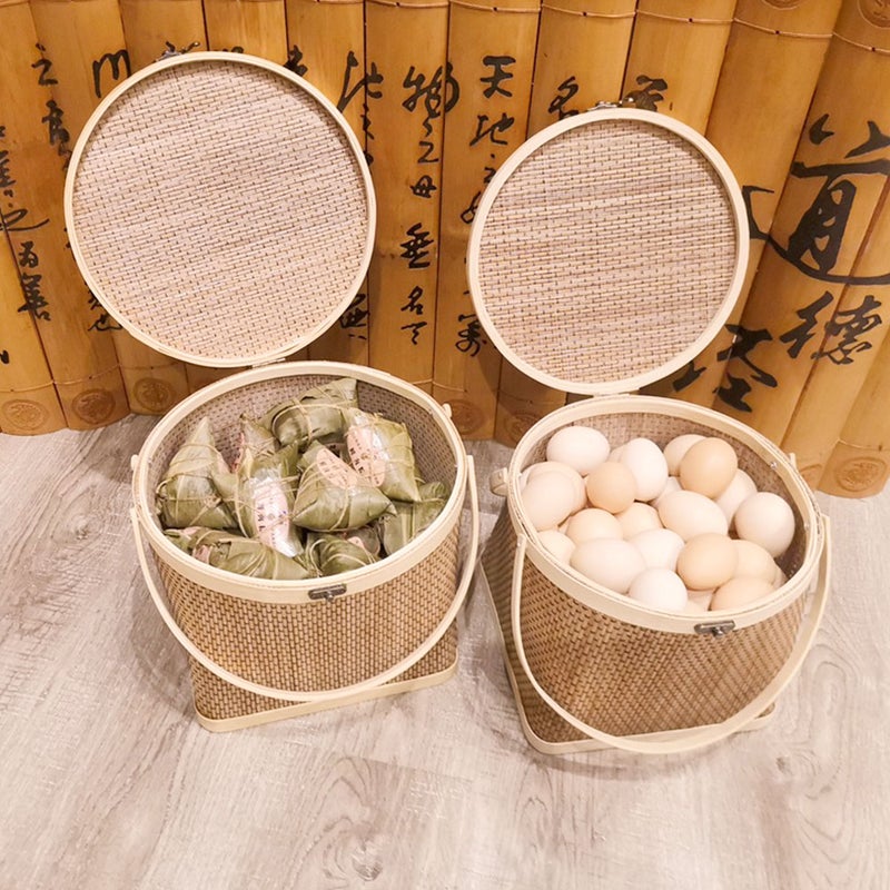 1Pc Household Handle Basket Woven Storage Basket Storage Container - Image 1