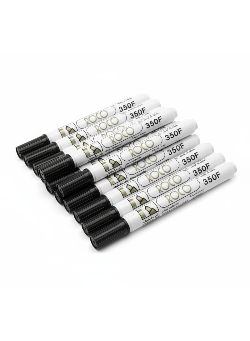 روكو قلم تحديد دائم للطلاء 350F - قلم تحديد زيتي للمعدن والزجاج والبلاستيك والخشب وغيرها - صنع في اليابان (عبوة من 12 قلمًا) - Image 1