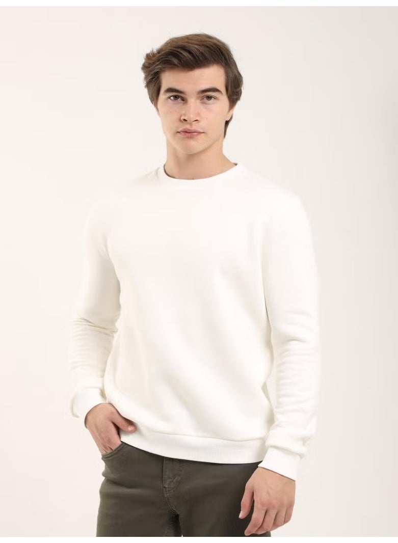 Dufy Ecru Men's Regular Fit Crew Neck Sweatshirt - Image 2