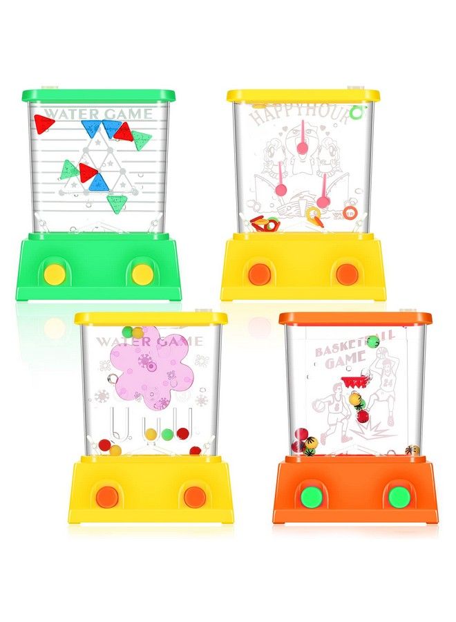 Gejoy 4 Pieces Handheld Water Game Arcade Water Ring Water Tables For Beach Toys Party Favor Fish Rings Fun Game For Different Ages Basketball Fun Gifts For Men Retro Pastime, Without Water (Classic Style)  - Image 2
