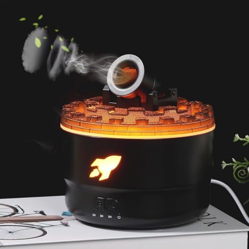 BLETILLA Cannon Blast Aroma Humidifier 2 Spray Modes Humidifier Desktop with 7 Colors LED Light and Timer,280ML Creative Turret Mist Auto Shut Off Aromatherapy Diffuser for Bedroom, Home, Desk (BLACK) - Image 1