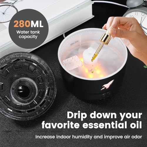 BLETILLA Cannon Blast Aroma Humidifier 2 Spray Modes Humidifier Desktop with 7 Colors LED Light and Timer,280ML Creative Turret Mist Auto Shut Off Aromatherapy Diffuser for Bedroom, Home, Desk (BLACK) - Image 5