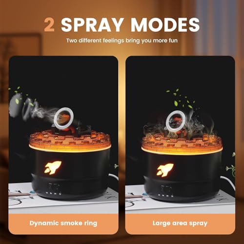 BLETILLA Cannon Blast Aroma Humidifier 2 Spray Modes Humidifier Desktop with 7 Colors LED Light and Timer,280ML Creative Turret Mist Auto Shut Off Aromatherapy Diffuser for Bedroom, Home, Desk (BLACK) - Image 4