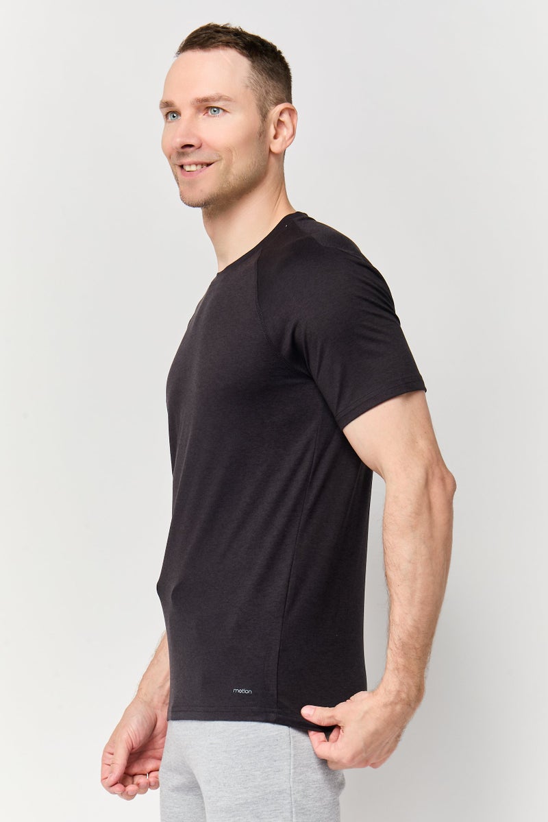 MOTION Men Sportswear Fit Short Sleeve Training T-Shirt, Black - Image 3