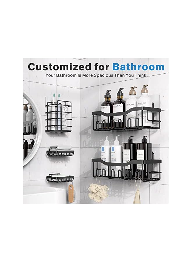 Raxoom Caddy 5 Pack, Adhesive Bathroom Organizer for Bathroom Storage&Kitchen, No Drilling, Large Capacity, Rustproof Stainless Steel Bathroom Organizer Shelves for Inside Shower Rack - Image 3