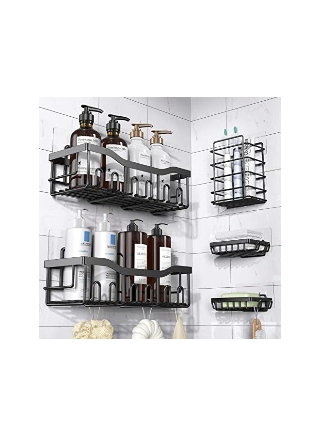 Raxoom Caddy 5 Pack, Adhesive Bathroom Organizer for Bathroom Storage&Kitchen, No Drilling, Large Capacity, Rustproof Stainless Steel Bathroom Organizer Shelves for Inside Shower Rack - Image 2