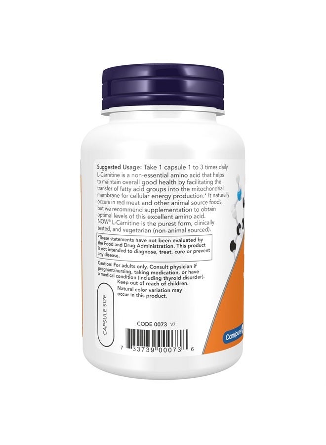 now Supplements, L-Carnitine 500mg, Purest Form, Amino Acid, Fitness Support*, 180 Veg Capsules - Image 3