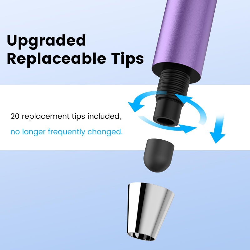 MEKO Stylus Pens for Touchscreens,MEKO 10 Pack Thin Rubber Tip Stylus Replaceable Tip Feature Bundle W/ 20 Pcs Replacement Tips for iPad iPhone Tablets Smartphone&All Touch Screen Devices(10 Stylus+20Tips) - Image 5