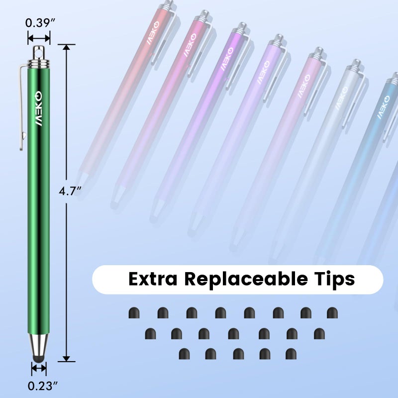 MEKO Stylus Pens for Touchscreens,MEKO 10 Pack Thin Rubber Tip Stylus Replaceable Tip Feature Bundle W/ 20 Pcs Replacement Tips for iPad iPhone Tablets Smartphone&All Touch Screen Devices(10 Stylus+20Tips) - Image 3