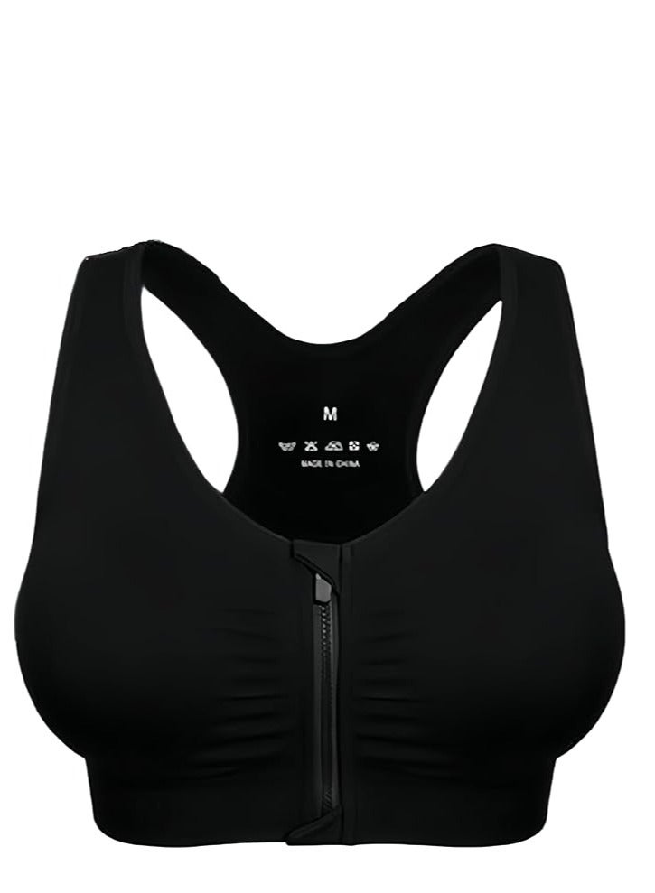 SHOWDAY Women's Zip Front Sports Bra Wireless Post-Surgery Bra Active Yoga Sports Bras Fitness Women's Sports Bra, Zip Front,Post-Surgery Active Yoga Gym Pilates Crossfit - Image 1