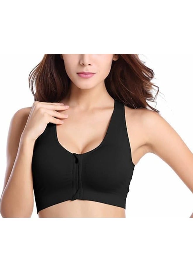 SHOWDAY Women's Zip Front Sports Bra Wireless Post-Surgery Bra Active Yoga Sports Bras Fitness Women's Sports Bra, Zip Front,Post-Surgery Active Yoga Gym Pilates Crossfit - Image 2
