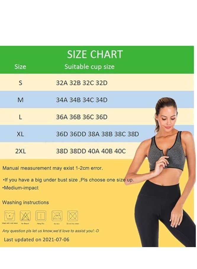 SHOWDAY Women's Zip Front Sports Bra Wireless Post-Surgery Bra Active Yoga Sports Bras Fitness Women's Sports Bra, Zip Front,Post-Surgery Active Yoga Gym Pilates Crossfit - Image 5