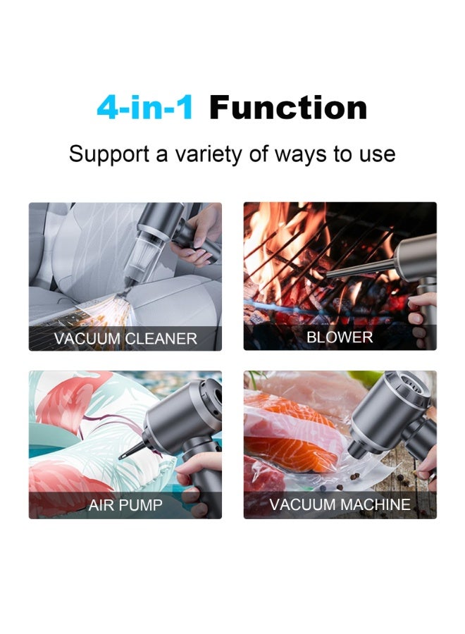 FETUSI 4-in-1 Cordless Car Vacuum Cleaner – Powerful Suction Handheld Vacuum with Air Duster, Blower & Pump – Portable Brushless Motor Cleaner for Car, Home, Office, Camping – USB Rechargeable - Image 3