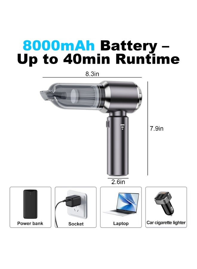 FETUSI 4-in-1 Cordless Car Vacuum Cleaner – Powerful Suction Handheld Vacuum with Air Duster, Blower & Pump – Portable Brushless Motor Cleaner for Car, Home, Office, Camping – USB Rechargeable - Image 4