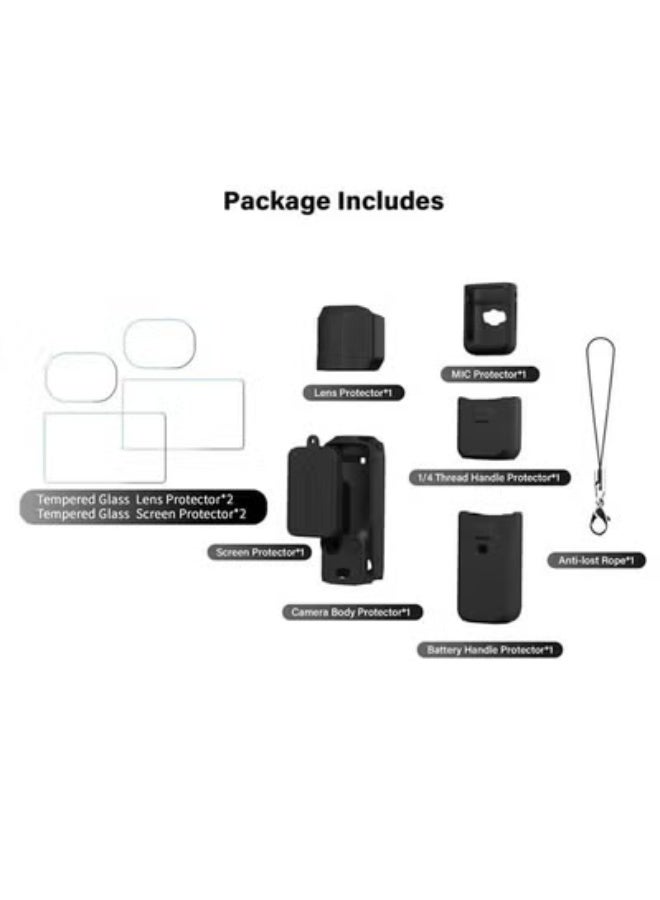 DJI OSMO Pocket 3 Accessory Kit, Silicone Protective Case Cover, Tempered Glass Screen Protector, Lens Protector - Image 2
