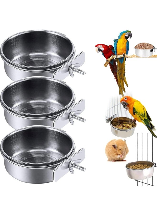 JOGAMS Bird Feeding Cups with Clamp Holder 3Pcs Pet Cage Seed Feeder Parrot Food Water Bowls with Clamp for Parakeet Cockatiels Conure Budgies Lovebird Finch - Image 1