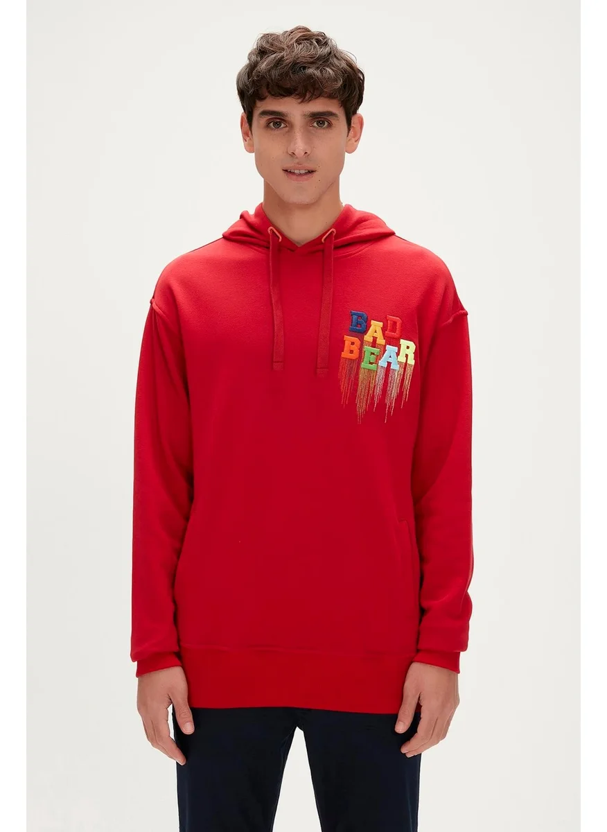 Bad Bear Rainbow Hoodie Men's Red Sweatshirt 23.02.12.005-C54