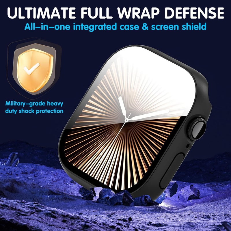 حزمة من 3 حافظات لساعة Apple Watch Ultra 2/Ultra/Ultra 3 مقاس 49 مم مع واقي شاشة زجاجي مقسى 9H، غطاء حساس للمس، مقاوم للخدوش، حافظة PC صلبة فائقة النحافة لساعة iWatch Ultra/Ultra 2/Ultra 3 مقاس 49 مم - Image 4