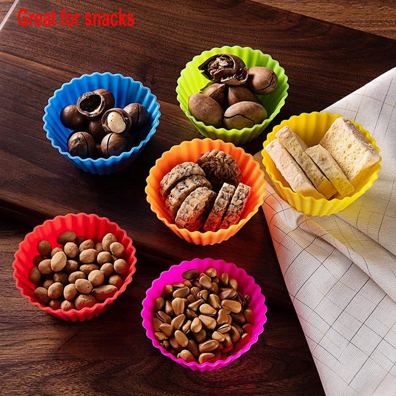 NIDY 24Pcs Silicone Baking Cups Reusable Cupcake Liners Nonstick Cake Molds Cupcake Holder Muffin Cups Rainbow Colors Cupcake Pan Muffin Cup - Image 3