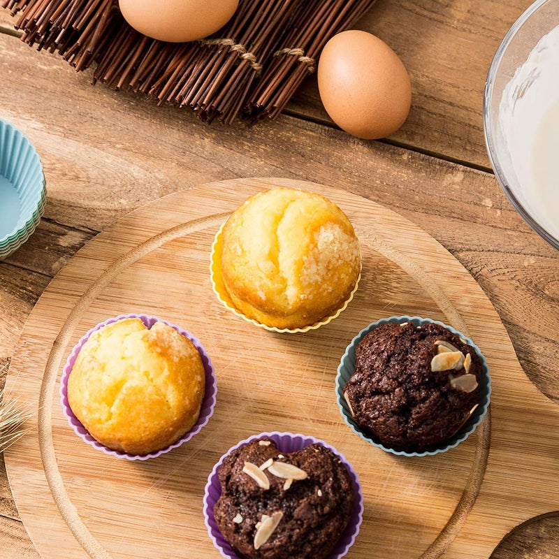 NIDY 24Pcs Silicone Baking Cups Reusable Cupcake Liners Nonstick Cake Molds Cupcake Holder Muffin Cups Rainbow Colors Cupcake Pan Muffin Cup - Image 5