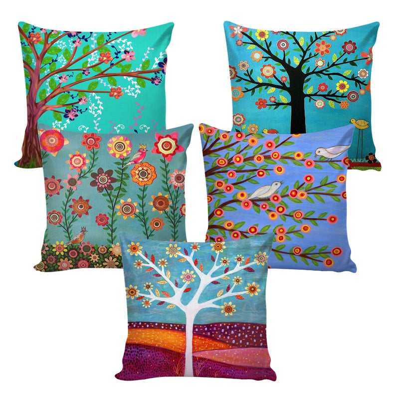 AEROHAVEN™ Set of 5 Abstract Decorative Hand Made Jute Throw/Pillow Cushion Covers - CC08 - (20 inch x 20 inch) - Image 2