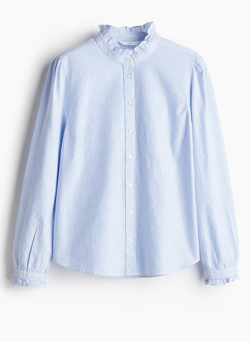 اتش اند ام Frill-Trimmed Oxford Blouse