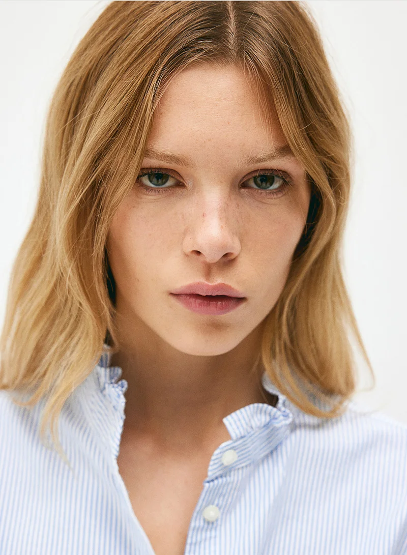 اتش اند ام Frill-Trimmed Oxford Blouse