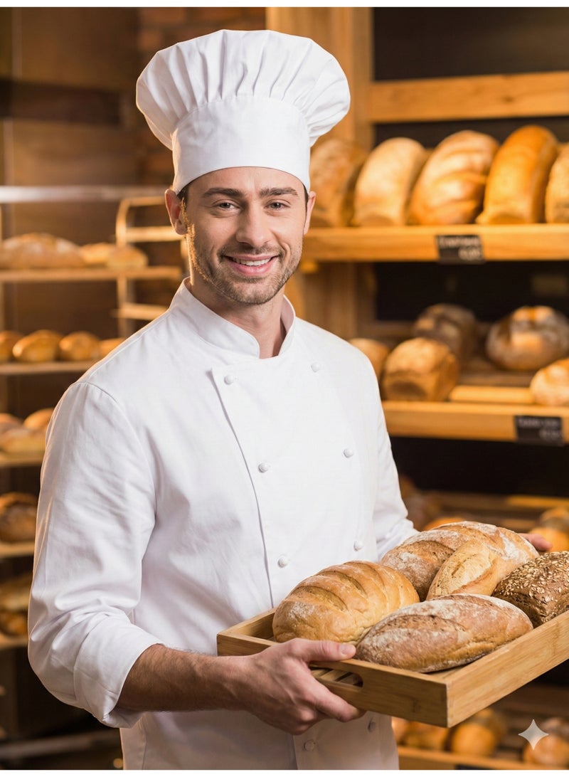 زيفانا قبعة طاهٍ قابلة للتعديل ومرنة للطهاة والمطابخ والطهي، بيضاء، 24 سم - Image 2