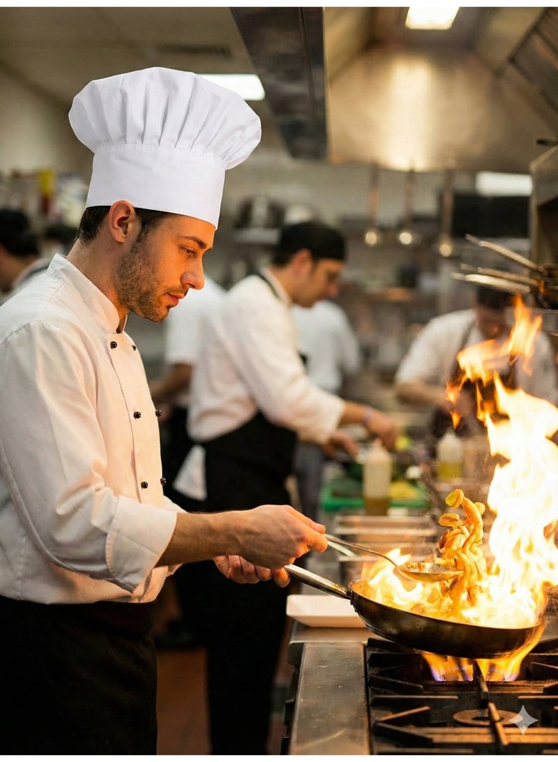 زيفانا قبعة طاهٍ قابلة للتعديل ومرنة للطهاة والمطابخ والطهي، بيضاء، 24 سم - Image 3