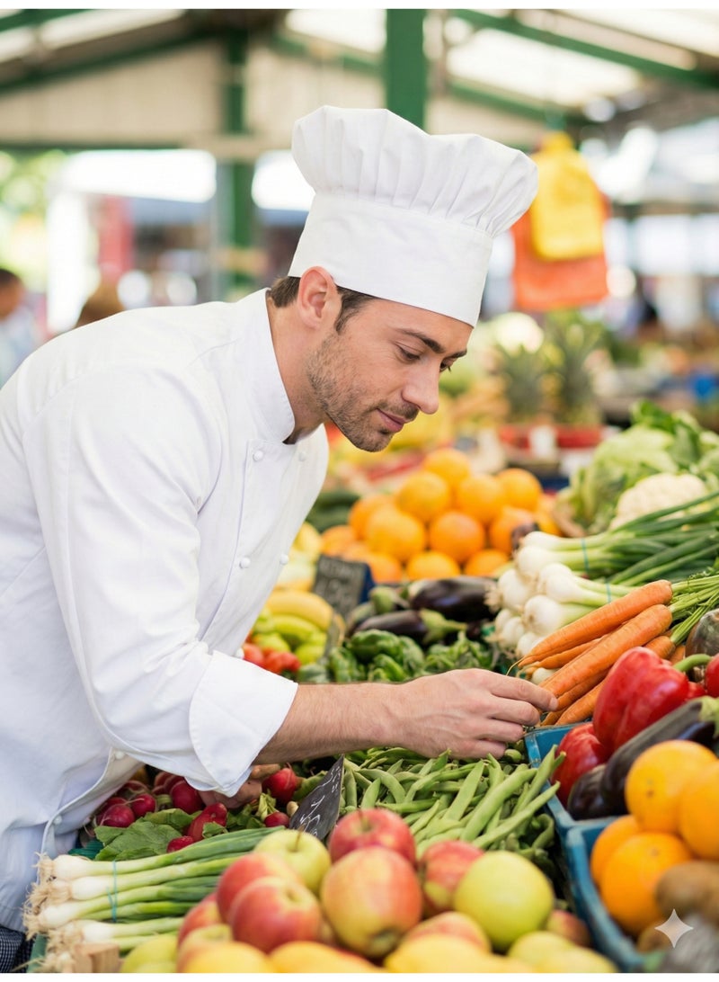 زيفانا قبعة طاهٍ قابلة للتعديل ومرنة للطهاة والمطابخ والطهي، بيضاء، 24 سم - Image 4