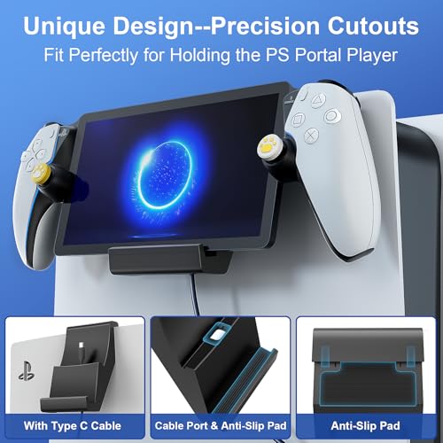 daydayup 14 in 1 Accessories Set Bundle Compatible with Playstation Portal Remote Player, Carrying Case & Charging Cable, Holder Stand with 2 Screen Protectors and 4 Thumb Grips Playstation Consoles - Image 4
