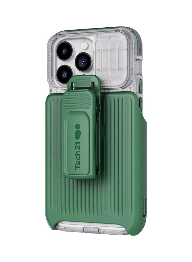 tech21 Evo Max iPhone 14 Pro Max Case with MagSafe Extreme 20 Feet Drop Protection with Sliding Camera Lens Cover - Frosted Green - Image 3