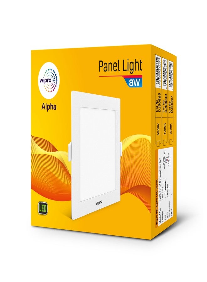 wipro Metal Garnet 8W Square LED Alpha Panel | Cool Day White (6500K) | Recessed Down Light for False Ceiling | Cutout - 110Mm*110Mm | Pack of 1 - Image 2