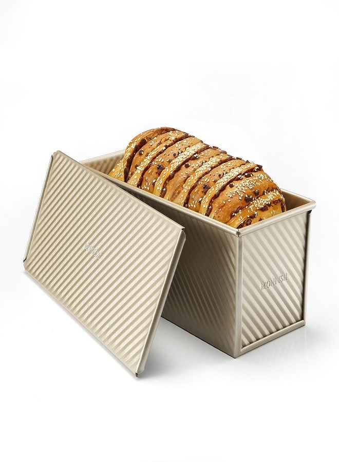 Monfish Large Loaf Pan w Lid Pullman Bread Pan 2.2lb dough Aluminized Steel Commercial Grade Non Stick Loaf Baking Pan - Image 3