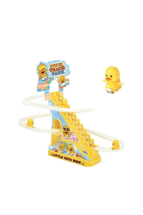 لعبة كيدولوغي للأطفال، مسار كهربائي لتسلق السلالم، ألعاب بطة دوارة مع أضواء وامضة وموسيقى للأولاد والبنات الصغار (مسار و3 بطات)