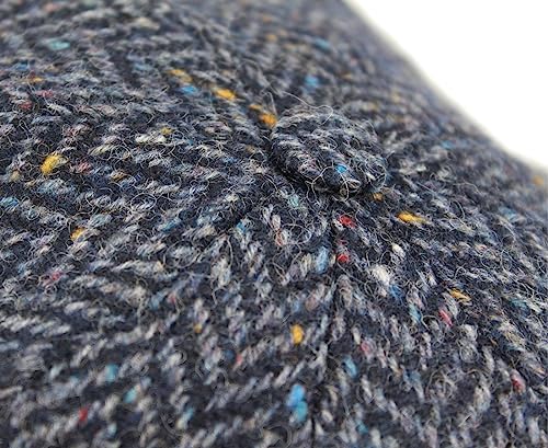 Biddy Murphy Newsboy Hat for Men Irish Flat Cap 100% Wool Tweed, Herringbone, Imported, Large Navy - Image 5