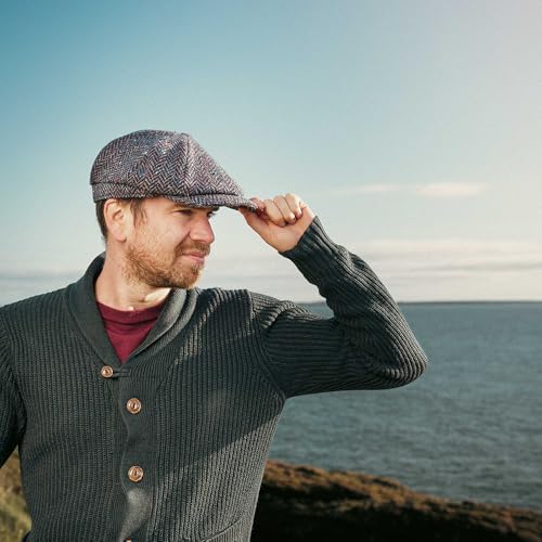 Biddy Murphy Newsboy Hat for Men Irish Flat Cap 100% Wool Tweed, Herringbone, Imported, Large Navy - Image 4