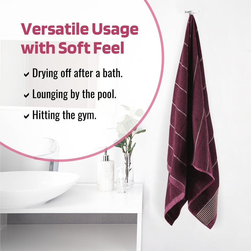 Kuber Industries Kuber Industries Pack of 2 Soft Cotton Bathing Towel For Men/Women | 450 GSM Fade/Wrinkle Resistant Towels For Bath | 30x60 Inch | Maroon & Brown  - Image 4