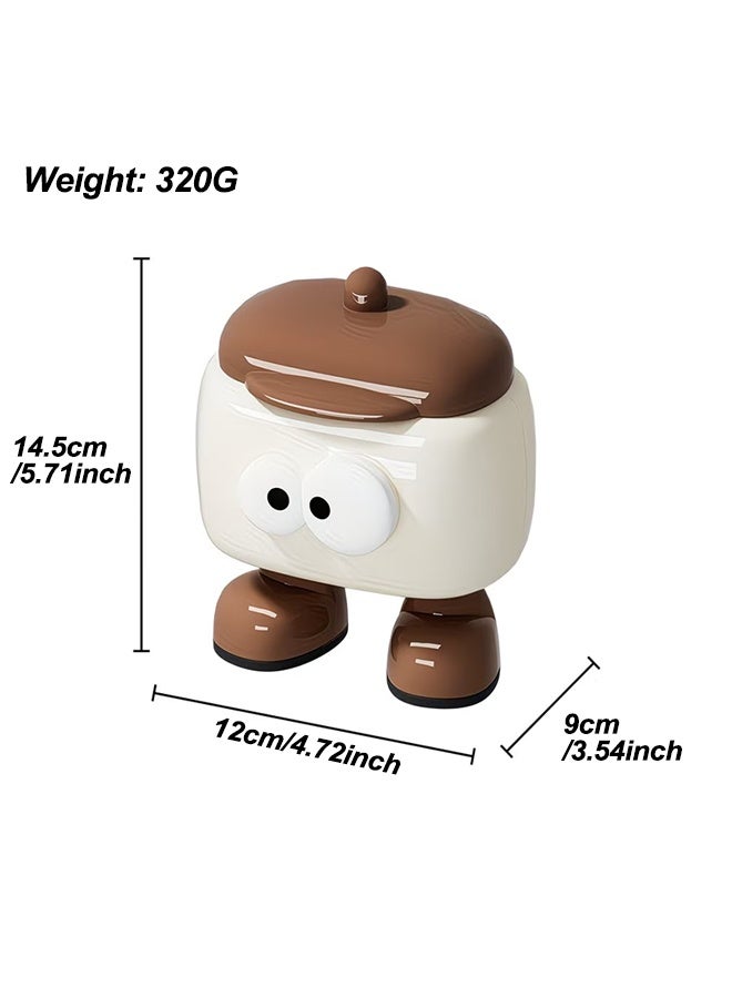 Cute Cartoon Desktop Storage Box with Lid, Multifunctional Makeup Organizer, Dust‑Proof Compartment Storage Container for Makeup Brushes, Cotton Swabs, Stationery, Small Accessories for Home Bedroom Table Decor - Image 2